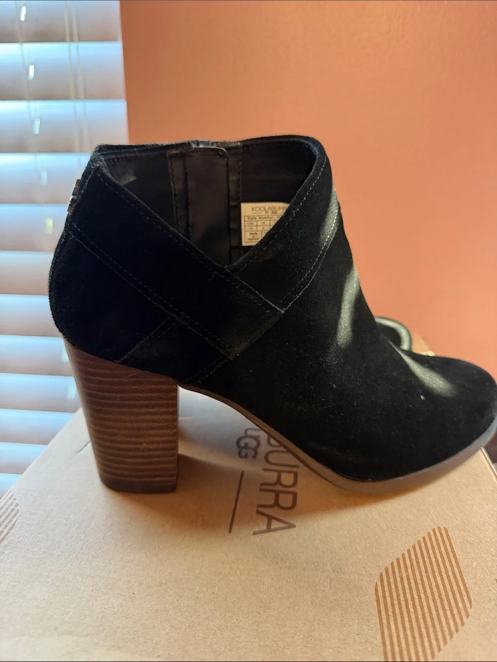 Black Suede Ankle Booties with Stacked Heel - Women